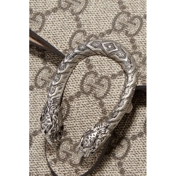 ✨ PRISTINE ✨ Gucci Dionysus Super Mini Bag GG Supreme Canvas Taupe Suede w Chain - Picture 6 of 10